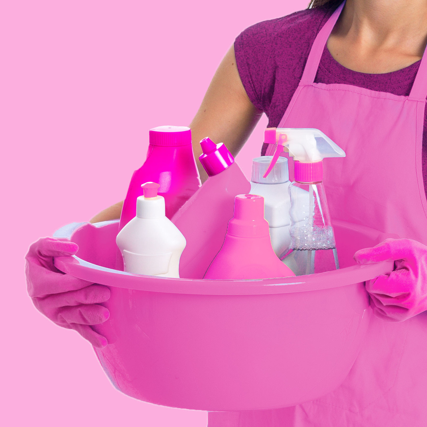 Cleaning supplies ready for a visit